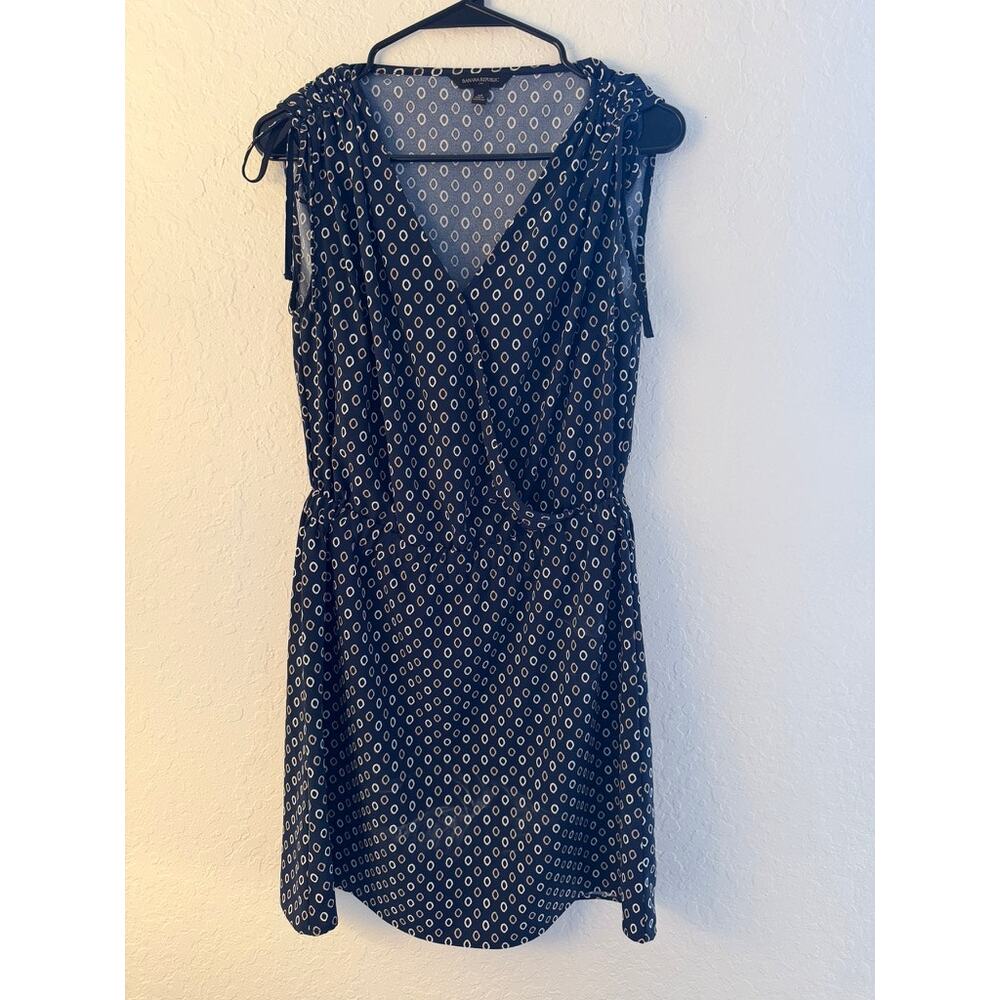 Banana Republic Navy Geometric Print Sleeveless Wrap Style Dress XS